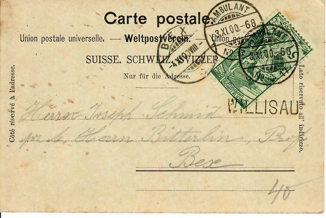 Cartoline postali: Gruss aus Willisau 1900 - Ambulant Willisau – Usato da Hochdorf venduto da Ziegel-16 1