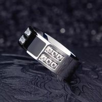 Elegant Men's Stainless Steel Ring with zircone