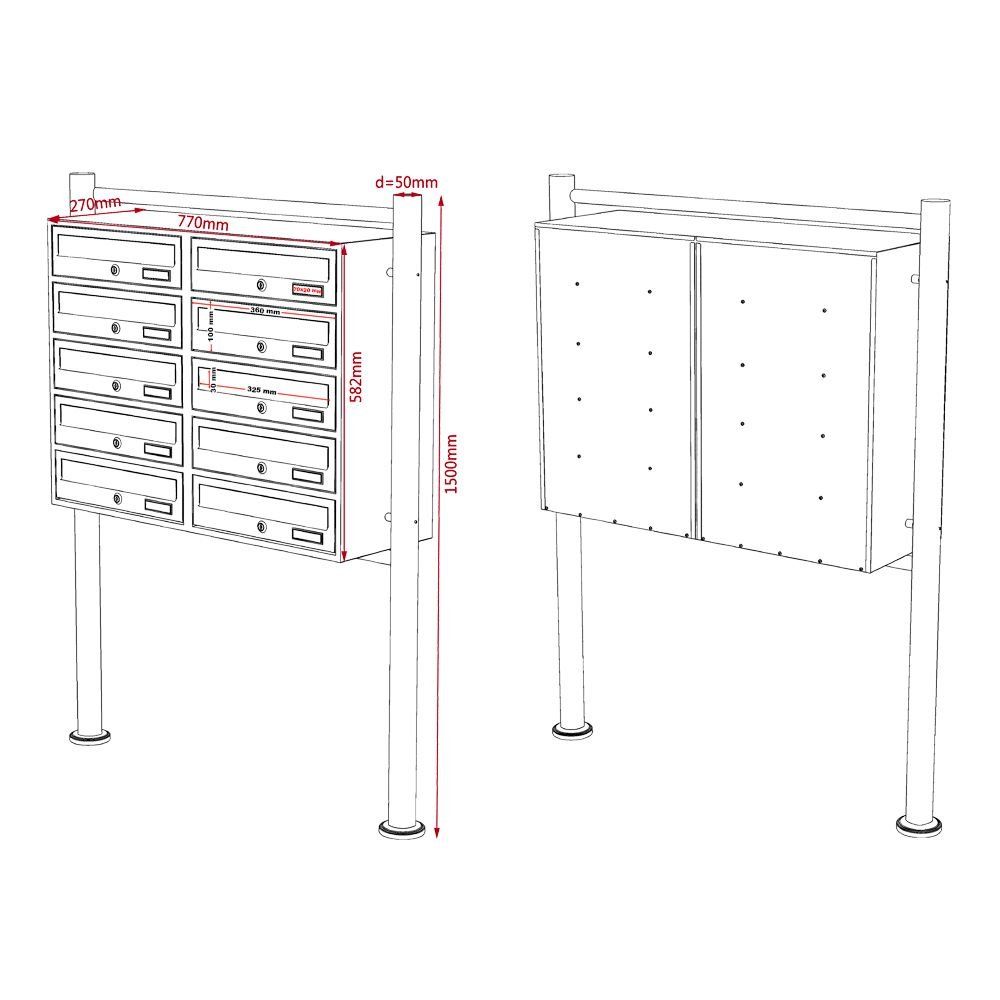 Altro per la casa: WilTec 10er Briefkastenanlage 2x5 weiß – Nuovo e nell'imballaggio originale da Bottighofen venduto da zaap 4