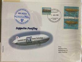 Schweiz 2001 Sonderbrief Zeppelin NT MS Rütli Flug Schiff