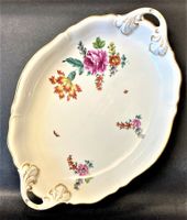 Langenthal Schale Porzellan 1950 oval weiss farbiges Dekor