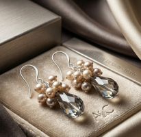 Perlen-Design mit Kristall Tropfen Ohrringe - A&C neu