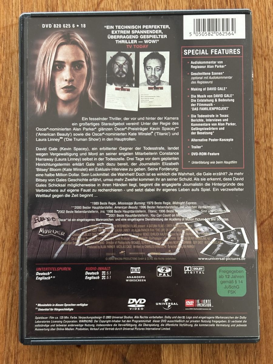 Tous les DVDs: DVD Das Leben des David Gale – D'occasion à Belp par brb66 1