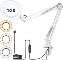 XL Flexibel 72 LED Lupenleuchte mit Ständer 10X WEISS