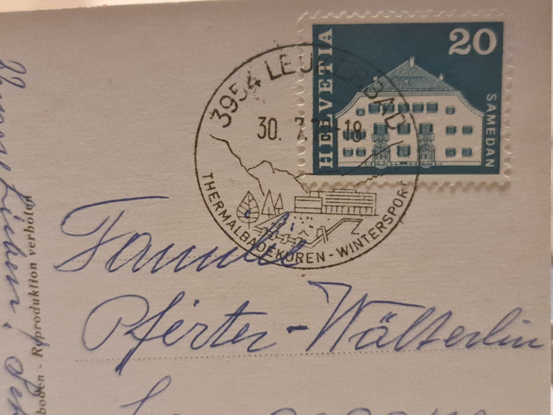 Cartoline postali: Ansichtskarte Leukerbad 1970 – Usato da Dintikon venduto da Vexi 1