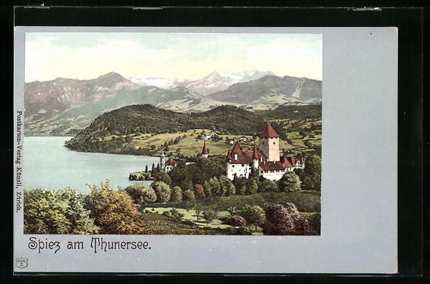 Ansichtskarten: Spiez am Thunersee, Blick auf das Schlos – Gebraucht aus Berlin von bartko-reher