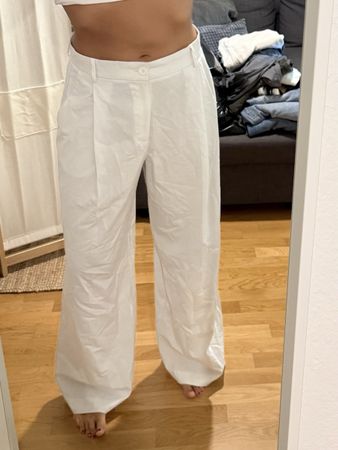 Stoffhose Zara weiss weites Bein Grösse L guter Zustand