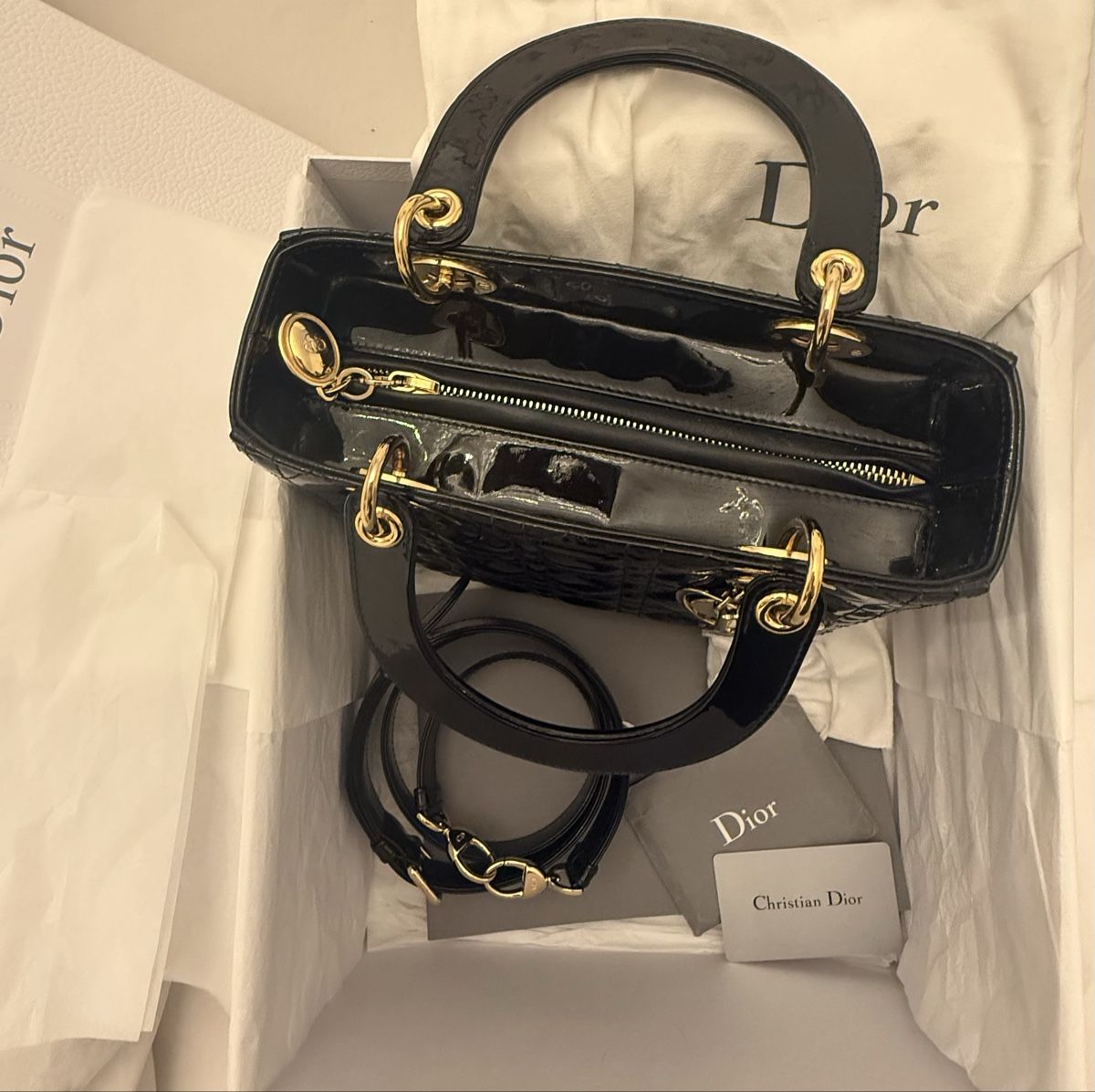 Dior Sacs: Dior Lady Medium  black patent leather  – Neuf (Voir description) à Baar par the_6lkj 2