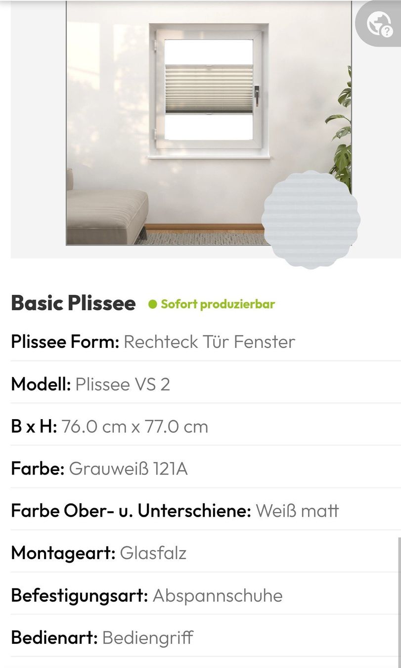 Rideaux: Plissee – Neuf avec emballage d'origine à Sarmenstorf par Molekulari 1