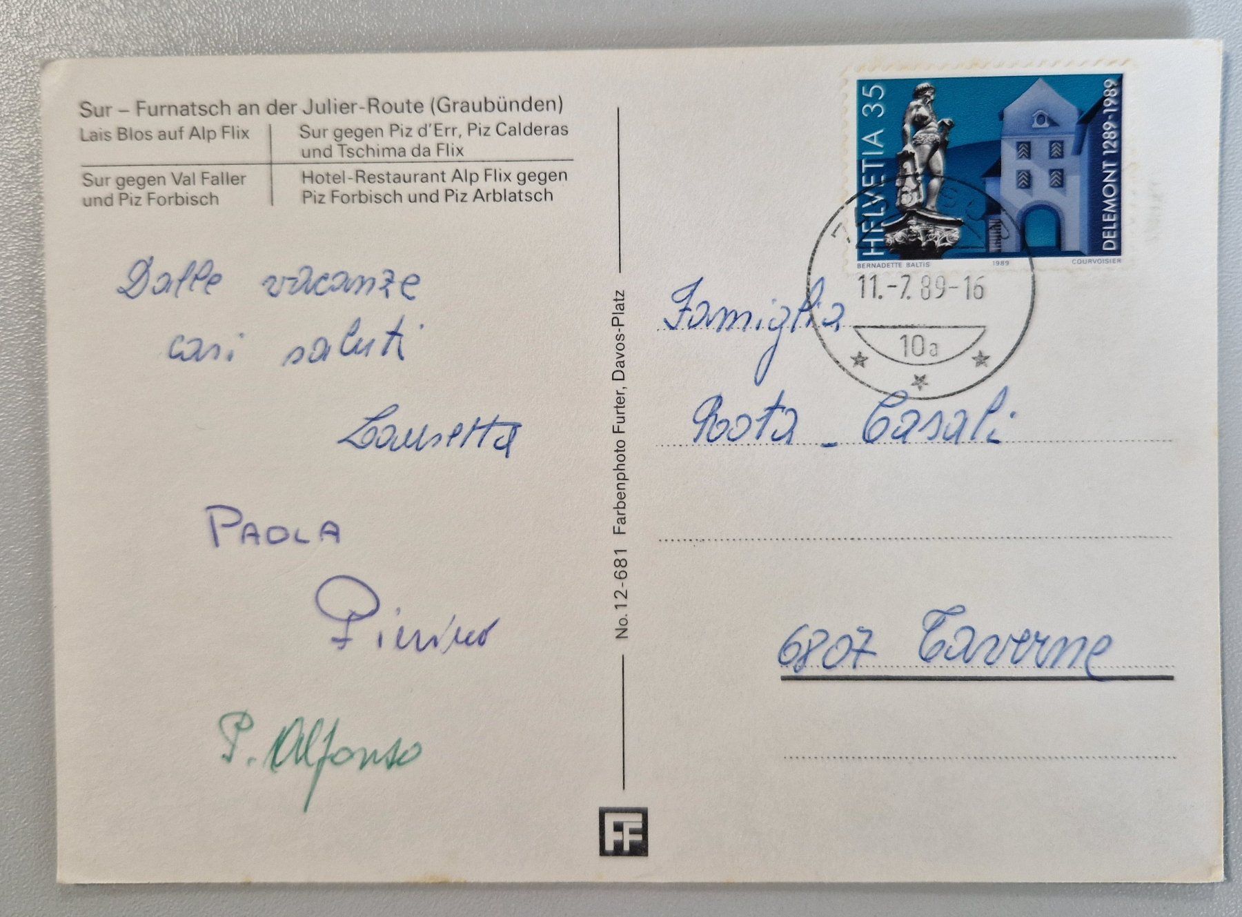 Cartoline postali: Sur, Graubünden 1989 – Usato da Melchnau venduto da Arthurius 1