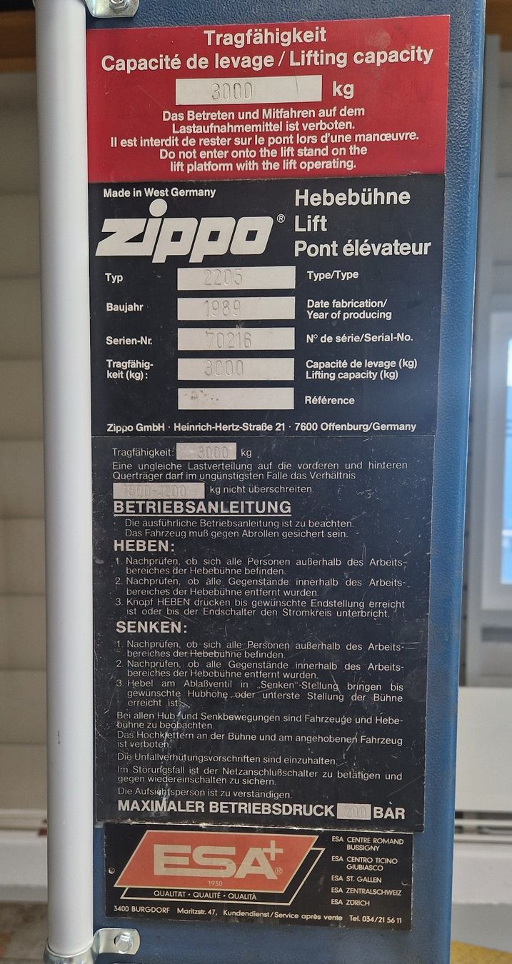 Hebebühne & Wagenheber: 4 SÄULEN-LIFT, Zippo – Defekt aus Sins von 6330berno 3