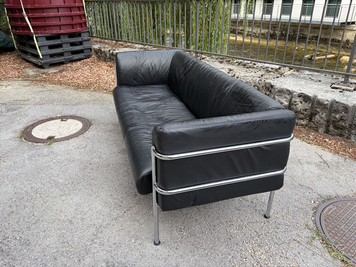 Divani: Ledersofa schwarz Interio 3 Sitzer - corbusier like – Usato da Boudry venduto da magelan01
