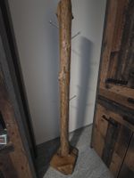 Garderobenständer Holz Baumstamm mit Metallhaken 