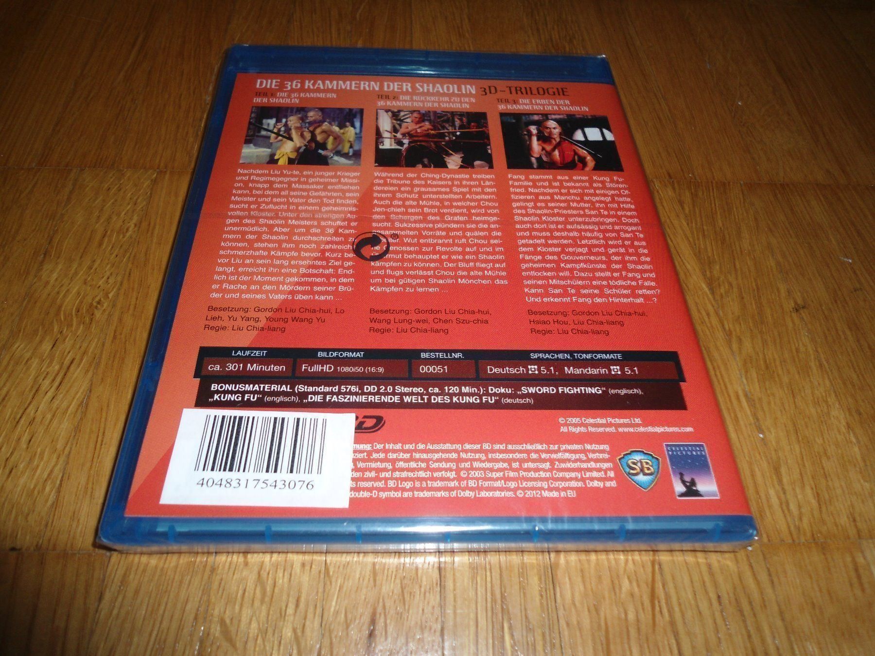 Tutti i DVDs: Die 36 Kammern der Shaolin 1,2 & 3 - 2D & 3D BLU RAY - UNCUT – Nuovo e nell'imballaggio originale da Basel venduto da havsok 1