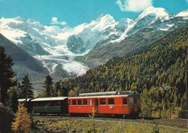 RhB ABe 4/4 II Triebwagen m.u.A. alt.2-A.PW b.Morteratsch,AK