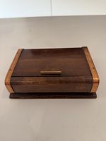 Boîte mécanique Art Déco en bois & laiton - Années 1930