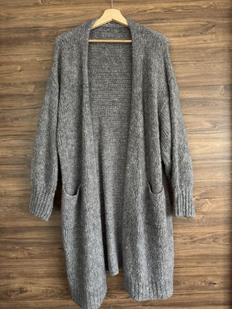 Strickjacke/ Cardigan aus Wolle (grau, L)