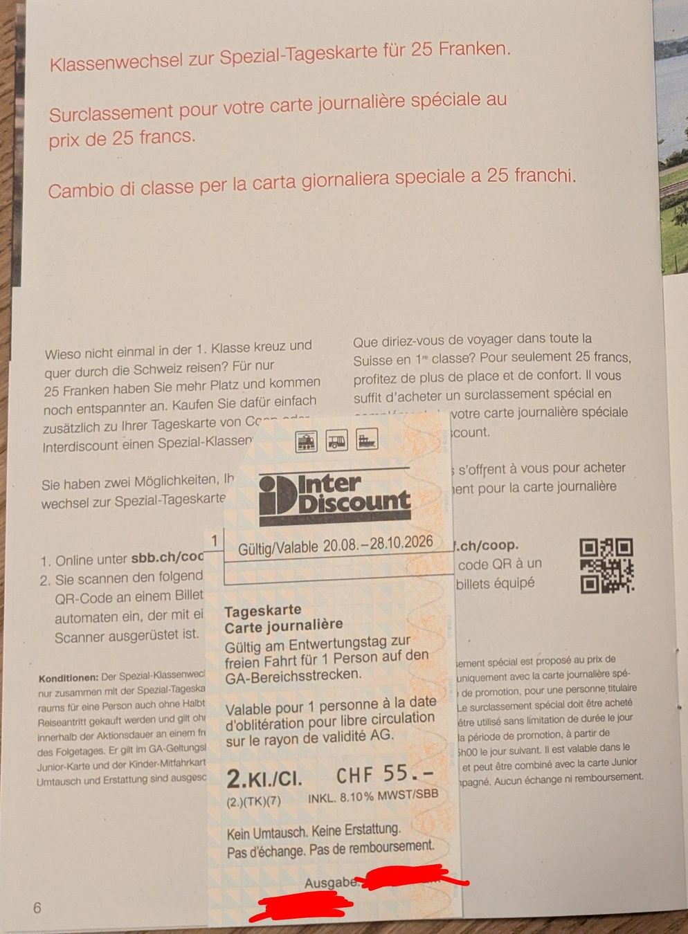 Billets: 2x SBB Tageskarten – Neuf avec emballage d'origine à Zürich par che_62kb 1