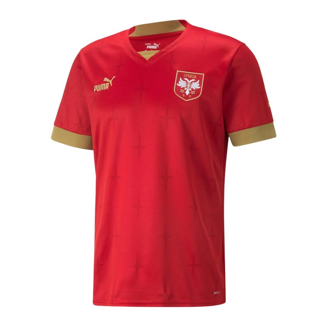 Puma Canottiere & Pantaloni: Serbie - Maillot domicile 2022 – Nuovo e nell'imballaggio originale da Porrentruy venduto da BlindBoxFS