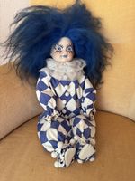 Künstlerpuppe Harlekin blau-weiss