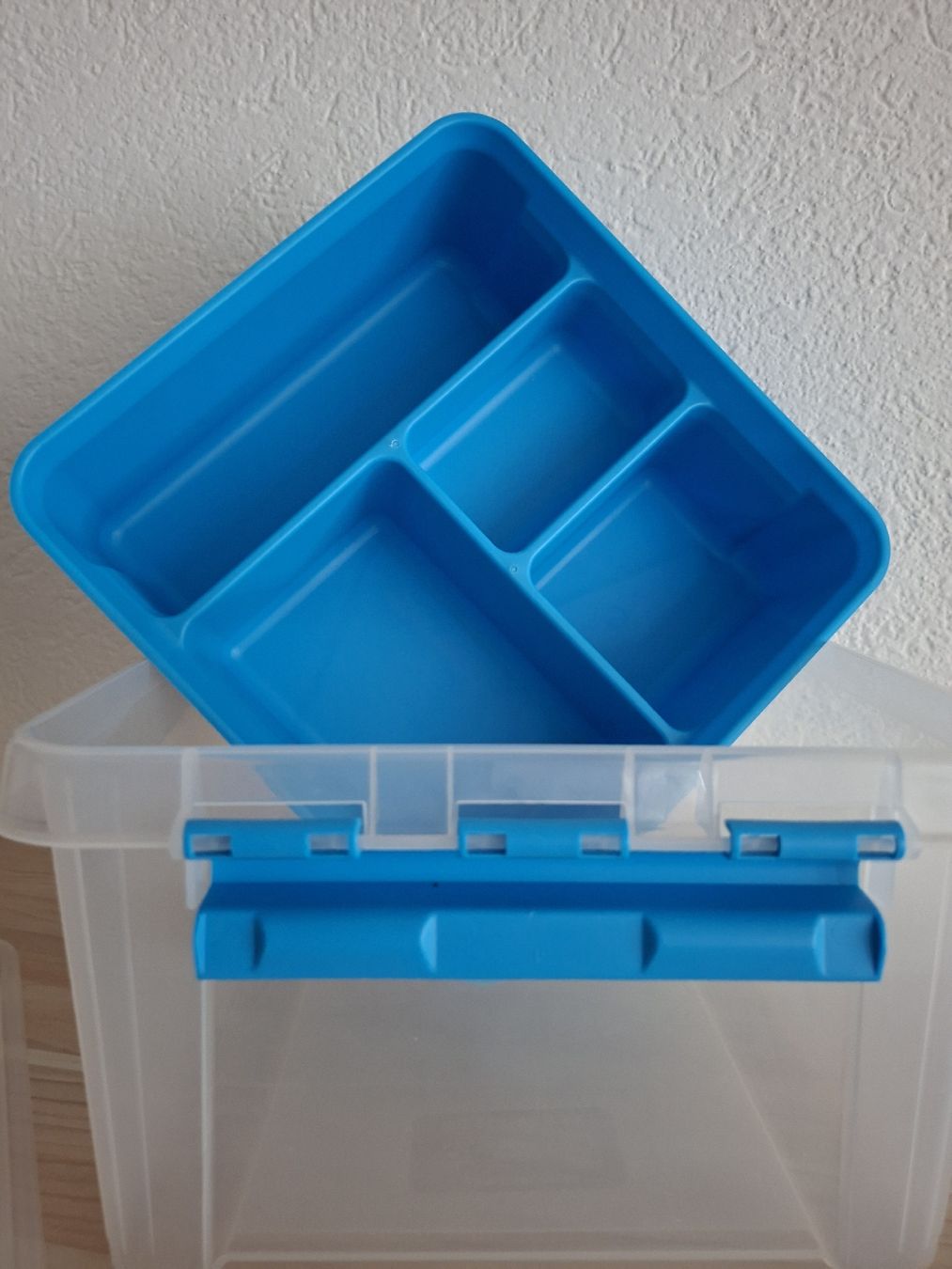 Behälter & Ähnliches: Aufbewahrungsbox mit Einsatz blau transparent 4 Fächer – Gebraucht aus Wetzikon ZH von Wetzithal