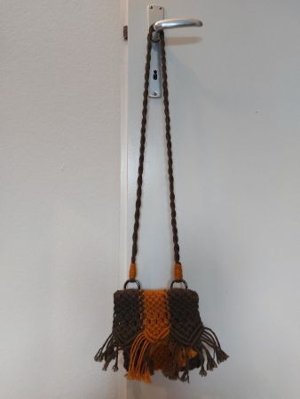Macramee Damen Handy/Geld Tasche 15.5x17cm, Unikat