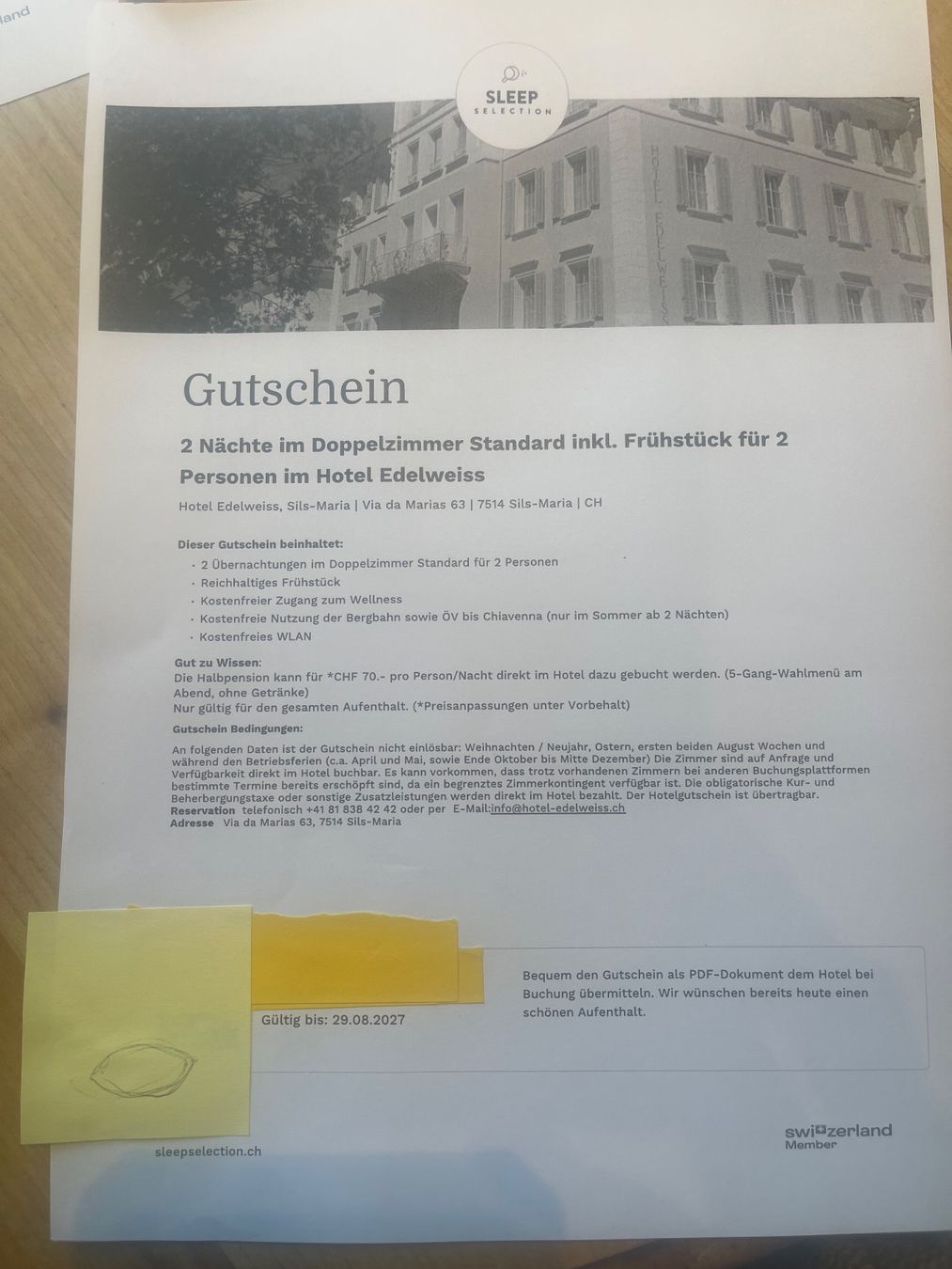 Buoni: Gutschein Hotel Edelweiss, 2 Nächte – Usato da Zürich venduto da liviflo