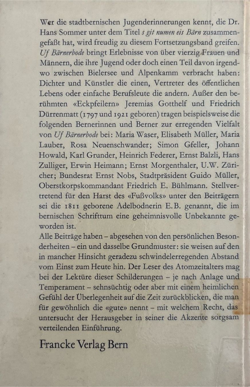 Libri: Sommer Hans, Uf Bärnerbode – Usato da Sarnen venduto da Livres 1