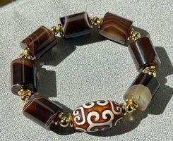 Achat Armband mit tibetischem Glücksbringer - Edelstein