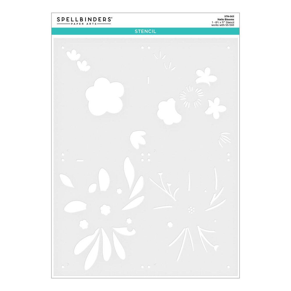 Sciablone: Spellbinders Stencil ** Hello Blooms ** – Nuovo e nell'imballaggio originale da Rubigen venduto da rofi100 4