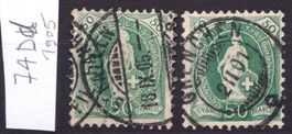 Stehende Helvetia 74D 1905+1901 HP mittelfeiner Druck