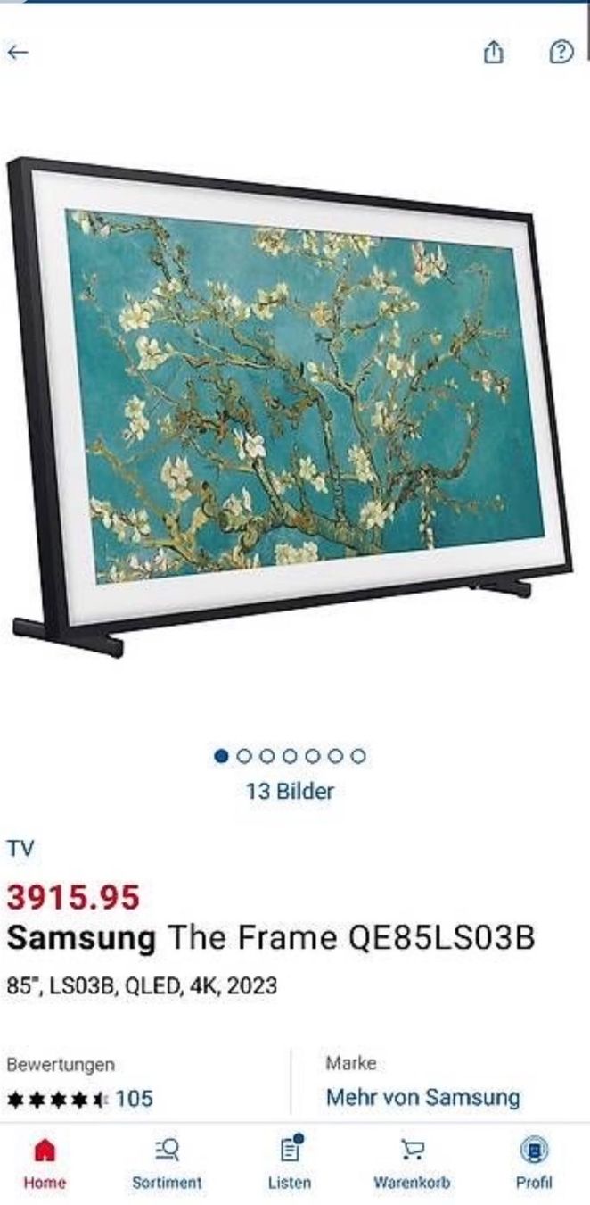 Samsung Televisori: Samsung the Frame 85“ – Usato da Zürich venduto da rotweristes 3