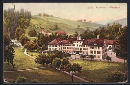 AK Weissbad, Das Kurhaus vom Berg aus