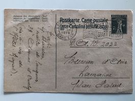 antike Postkarte, 1919, 7 1/2 Rp, Telljunge, Lausanne