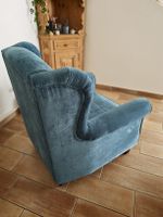 Schöner Ohrensessel - Velours Turquoise