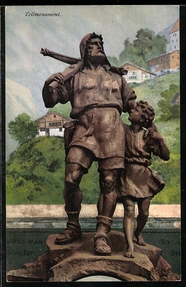 Ansichtskarten: AK Altdorf, Wilhelm Tell Denkmal, 1909 – Gebraucht aus Berlin von bartko-reher