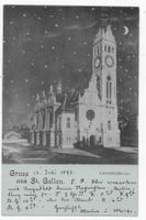 Gruss aus St. Gallen,  Linsenbühlkirche bei Nacht. 1899