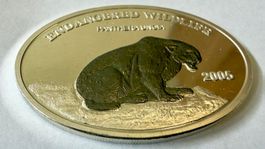 Mongolia 500 Tugrik 2005 Snow Leopard 24.93 Grams Silver