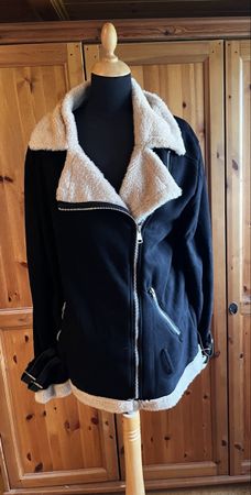 Warme Jacke, wildleder Imitat, schwarz, Gr. L / 44 VERSAND✅