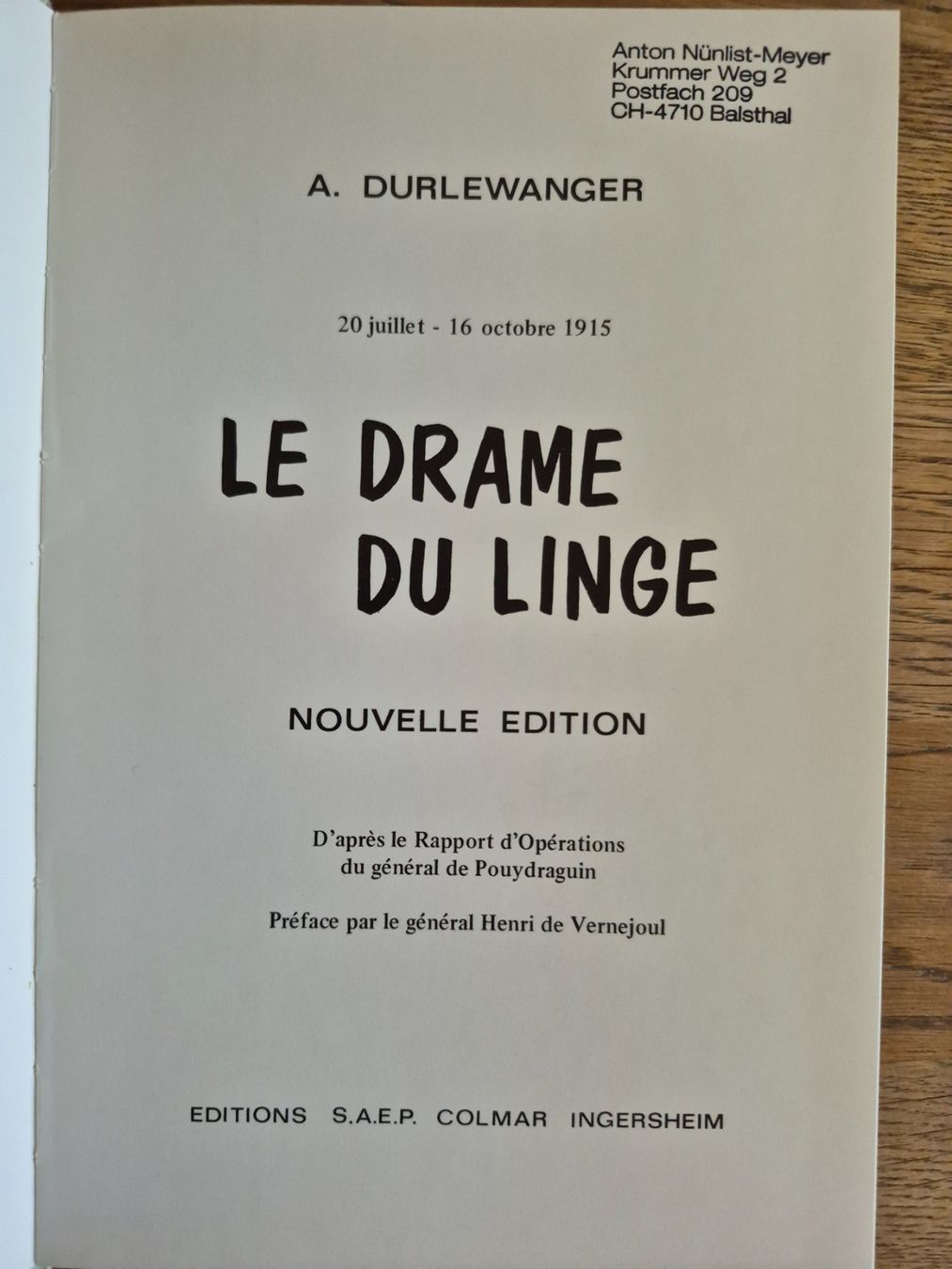 Libri: Le drame de Linge – Usato da Balsthal venduto da Jamamoegg 1