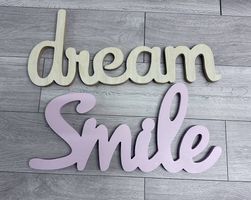Holz Schrift SMILE und/oder DREAM