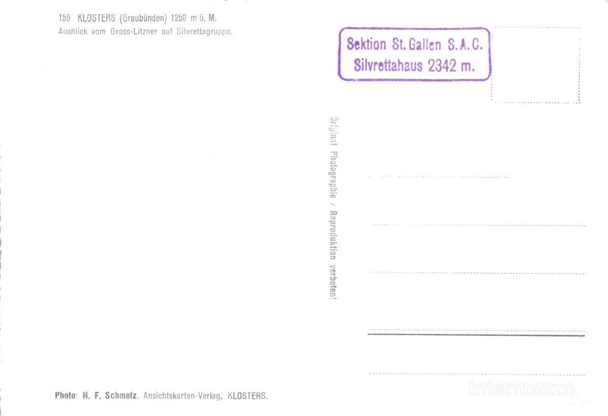 Cartoline postali: Klosters GR // Silvretta Gletscher Gross-Litzner – Usato da Basel venduto da intermezzo12 1