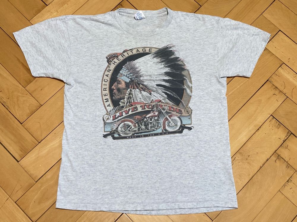 Harley-Davidson T-shirt: Vintage 90s T-Shirt Indian Harley Davidson Double Print Sz L – Usato da Lausanne venduto da le_souk