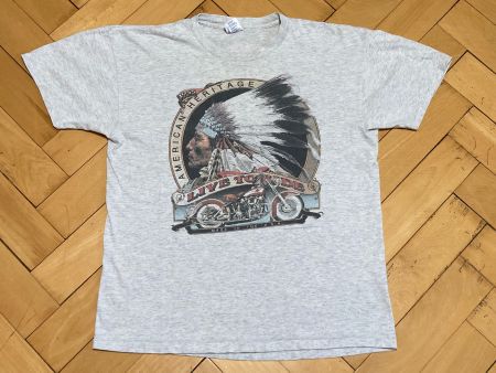 Vintage 90s T-Shirt Indian Harley Davidson Double Print Sz L
