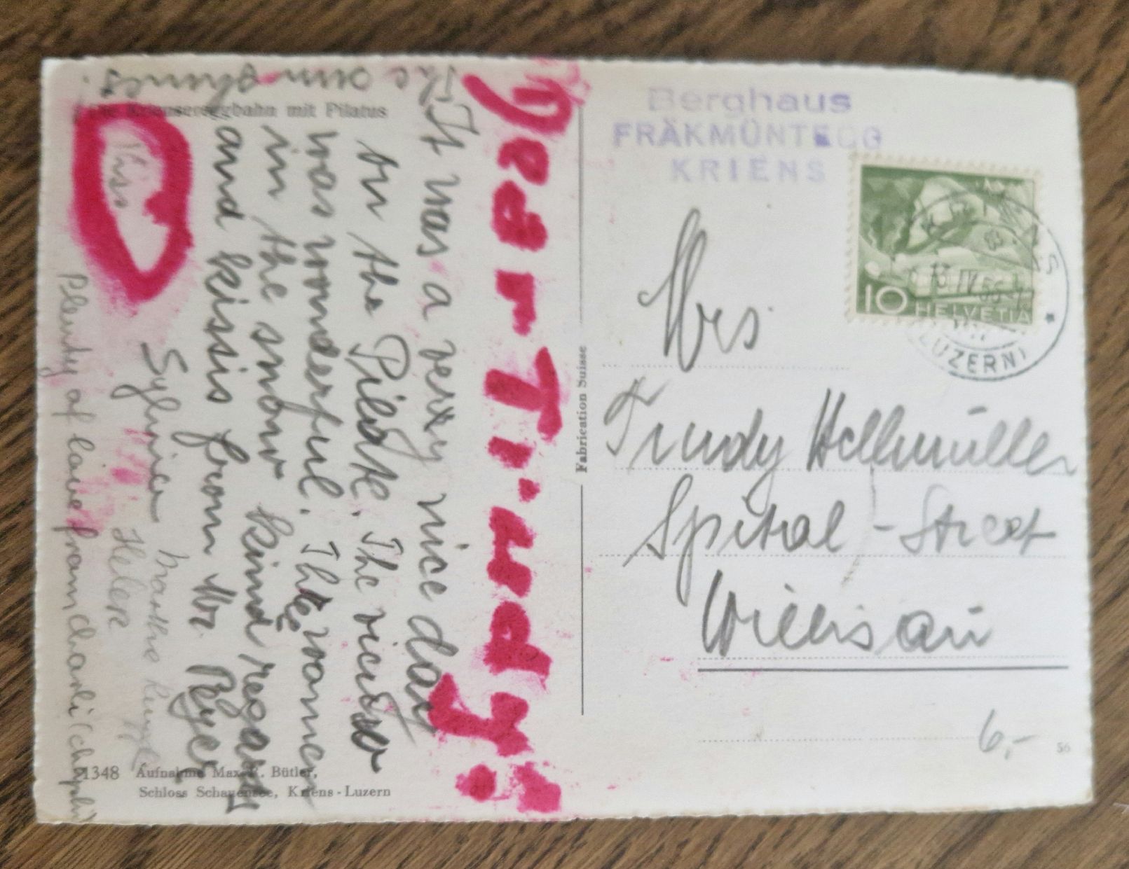 Cartoline postali: Kriensereggbshn 1956 – Usato da Ebikon venduto da Donar50 2