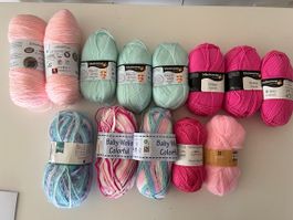 Wollpaket Schachenmayr und Baby Wolle bunt 14 Knäuel