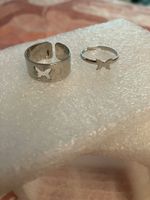 Silberfarbenes Ringset Partnerring "Schmetterling", neu