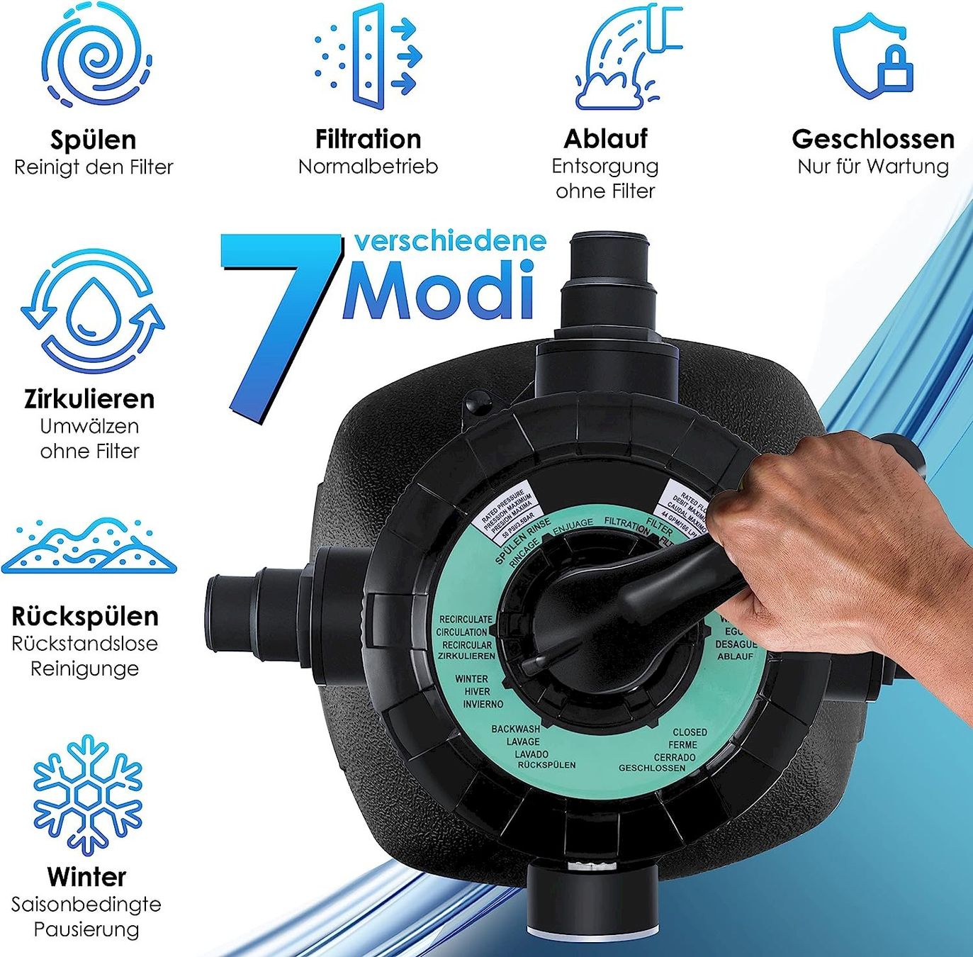 Piscine: Sandfilteranlage 10200 L/h 400W schwarz – Nuovo e nell'imballaggio originale da Bottighofen venduto da zaap 3
