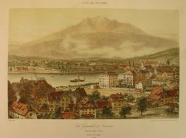 LUZERN MIT PILATUS, LITHOGRAPHIE UM 1850