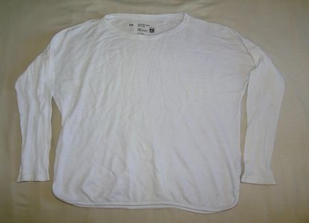 Top femme C&A blanc texture gaufrée taille L bon état